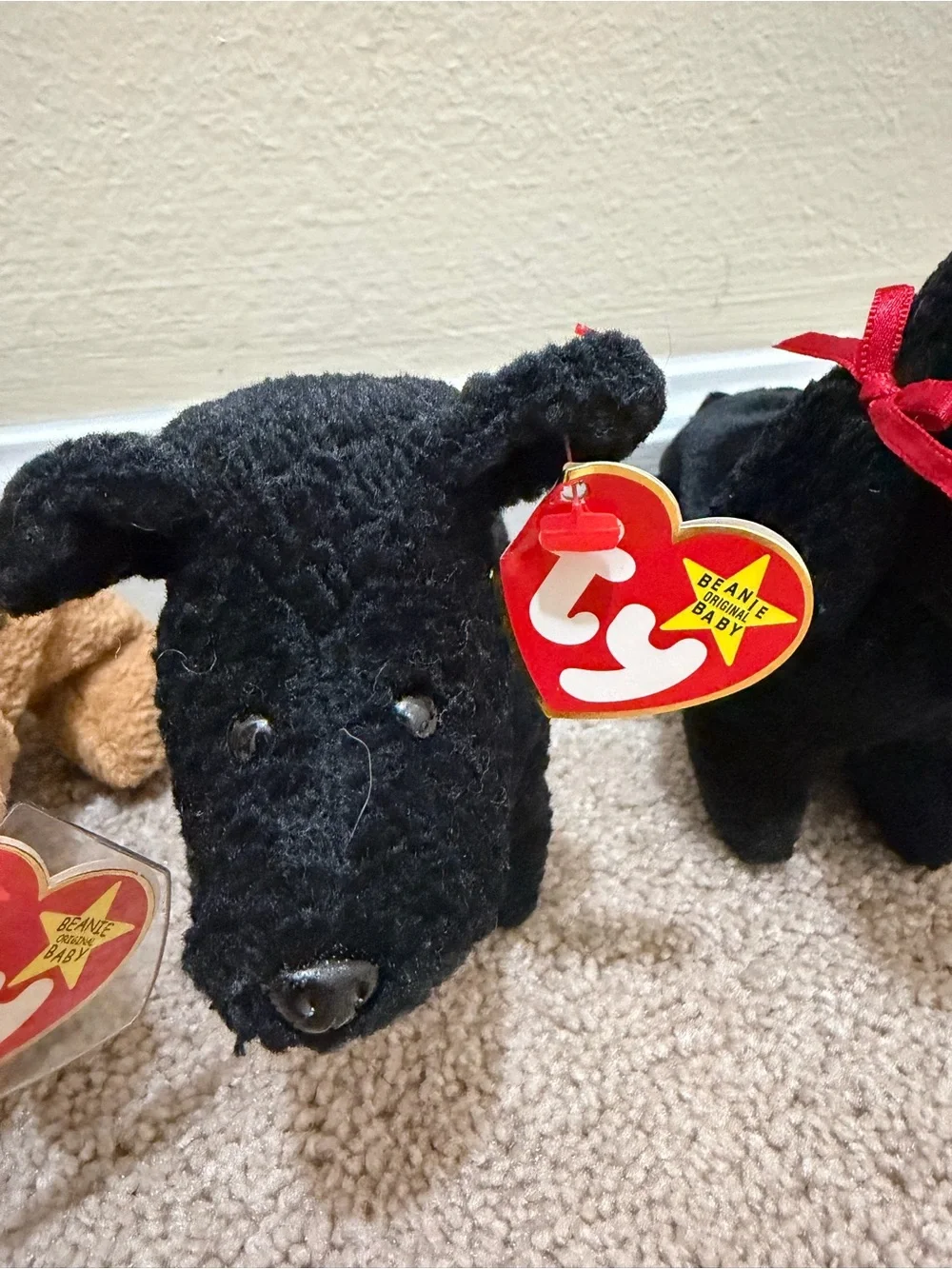 Vintage Ty Beanie Babies Dog Lot of 3 - Tuffy, Scottie, Gigi Black Poodle
